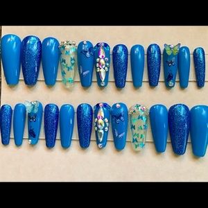 Blue butterfly ballerinas gel nail box